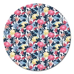 Beautiful Floral Pattern Magnet 5  (round)