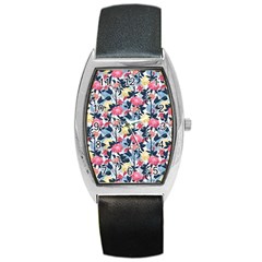 Beautiful floral pattern Barrel Style Metal Watch