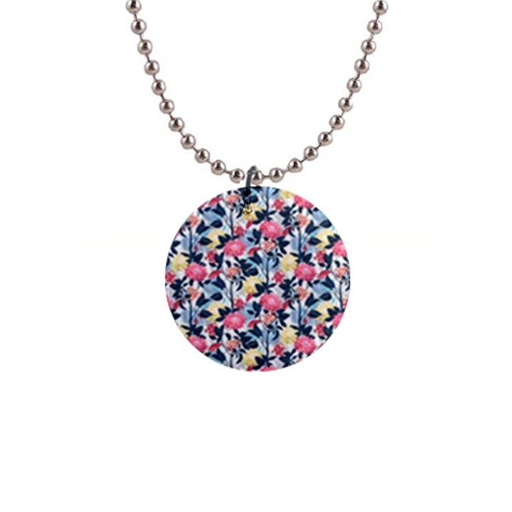 Beautiful floral pattern 1  Button Necklace
