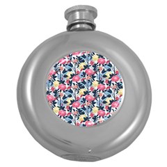 Beautiful Floral Pattern Round Hip Flask (5 Oz)