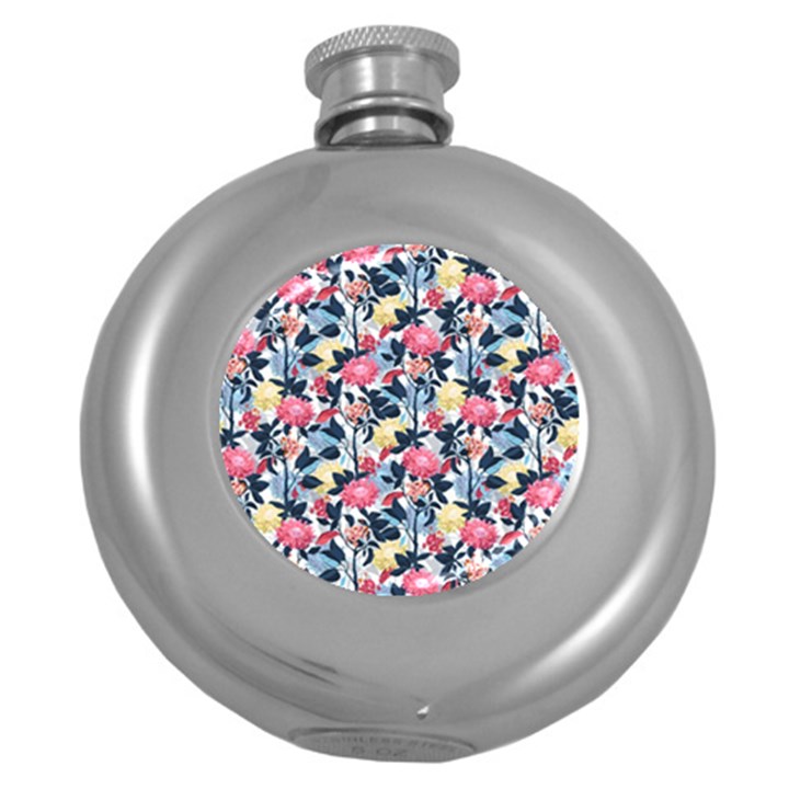 Beautiful floral pattern Round Hip Flask (5 oz)