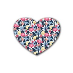 Beautiful floral pattern Rubber Coaster (Heart) 