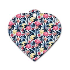 Beautiful floral pattern Dog Tag Heart (One Side)