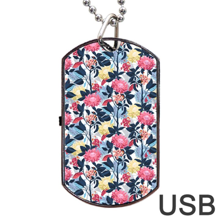 Beautiful floral pattern Dog Tag USB Flash (One Side)