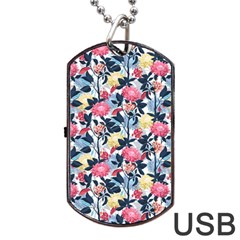 Beautiful floral pattern Dog Tag USB Flash (Two Sides)