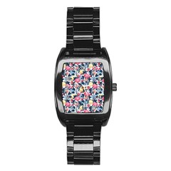 Beautiful floral pattern Stainless Steel Barrel Watch