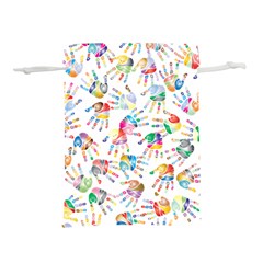 Colorful Palms, Hand Print Pattern, Rainbow Colors Palette Lightweight Drawstring Pouch (l) by Casemiro