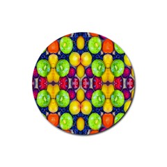 Fruits And Vegetables Pattern Rubber Coaster (round)  by dflcprintsclothing