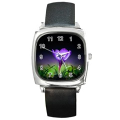 Floral Nature Square Metal Watch