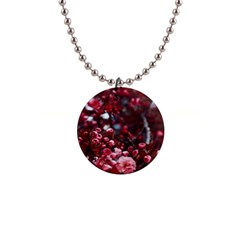 Red Floral 1  Button Necklace by Sparkle