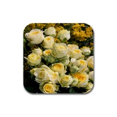 Yellow Roses Rubber Square Coaster (4 Pack)  by Sparkle