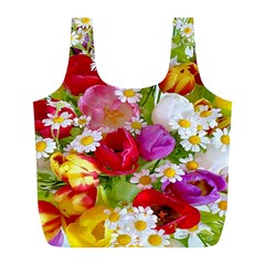 Beautiful Floral Full Print Recycle Bag (l) by Sparkle