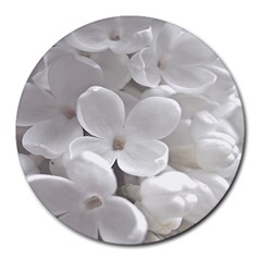 White Floral Round Mousepads by Sparkle