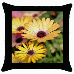 Yellow Flowers Throw Pillow Case (Black)