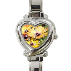 Yellow Flowers Heart Italian Charm Watch