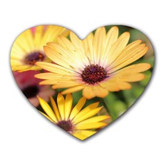 Yellow Flowers Heart Mousepads