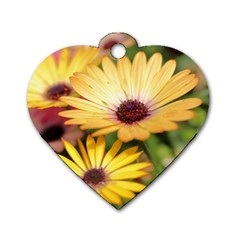 Yellow Flowers Dog Tag Heart (One Side)