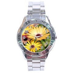 Yellow Flowers Stainless Steel Analogue Watch