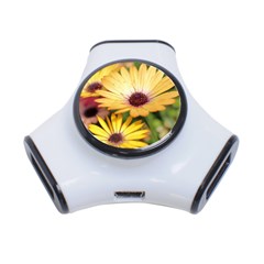 Yellow Flowers 3-Port USB Hub