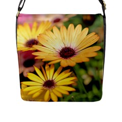 Yellow Flowers Flap Closure Messenger Bag (l) by Sparkle