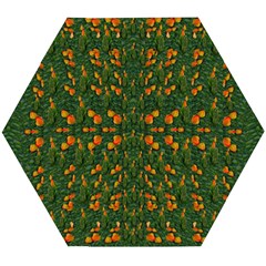 Sakura Tulips Giving Fruit In The Festive Temple Forest Wooden Puzzle Hexagon by pepitasart