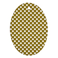 Gold Polka Dots Patterm, Retro Style Dotted Pattern, Classic White Circles Ornament (oval) by Casemiro
