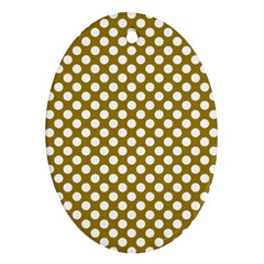 Gold Polka Dots Patterm, Retro Style Dotted Pattern, Classic White Circles Oval Ornament (two Sides) by Casemiro