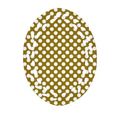 Gold Polka Dots Patterm, Retro Style Dotted Pattern, Classic White Circles Oval Filigree Ornament (two Sides) by Casemiro