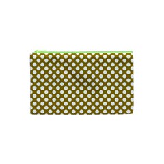 Gold Polka Dots Patterm, Retro Style Dotted Pattern, Classic White Circles Cosmetic Bag (xs) by Casemiro