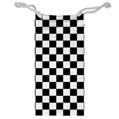 Black And White Chessboard Pattern, Classic, Tiled, Chess Like Theme Jewelry Bag by Casemiro