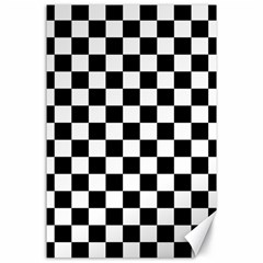 Black And White Chessboard Pattern, Classic, Tiled, Chess Like Theme Canvas 24  X 36  by Casemiro