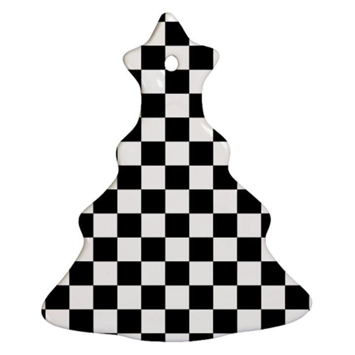 Black and white chessboard pattern, classic, tiled, chess like theme Christmas Tree Ornament (Two Sides)
