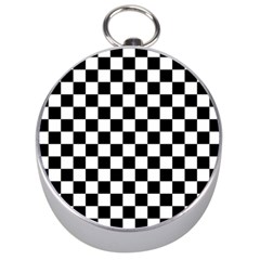 Black And White Chessboard Pattern, Classic, Tiled, Chess Like Theme Silver Compasses by Casemiro