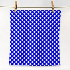 Dark Blue And White Polka Dots Pattern, Retro Pin-up Style Theme, Classic Dotted Theme Face Towel by Casemiro