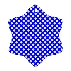 Dark Blue And White Polka Dots Pattern, Retro Pin-up Style Theme, Classic Dotted Theme Ornament (snowflake) by Casemiro