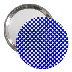 Dark Blue And White Polka Dots Pattern, Retro Pin-up Style Theme, Classic Dotted Theme 3  Handbag Mirrors by Casemiro