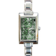 Biohazard Sign Pattern, Silver And Light Green Bio-waste Symbol, Toxic Fallout, Hazard Warning Rectangle Italian Charm Watch by Casemiro