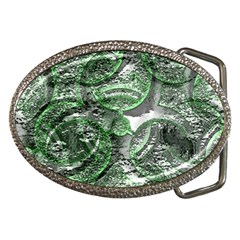 Biohazard Sign Pattern, Silver And Light Green Bio-waste Symbol, Toxic Fallout, Hazard Warning Belt Buckles by Casemiro