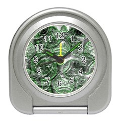 Biohazard Sign Pattern, Silver And Light Green Bio-waste Symbol, Toxic Fallout, Hazard Warning Travel Alarm Clock by Casemiro