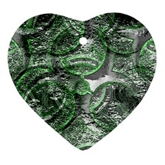 Biohazard Sign Pattern, Silver And Light Green Bio-waste Symbol, Toxic Fallout, Hazard Warning Heart Ornament (two Sides) by Casemiro