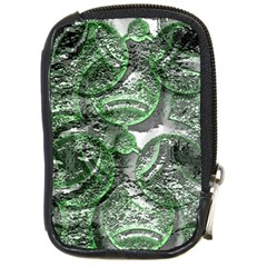 Biohazard Sign Pattern, Silver And Light Green Bio-waste Symbol, Toxic Fallout, Hazard Warning Compact Camera Leather Case by Casemiro