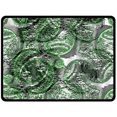 Biohazard Sign Pattern, Silver And Light Green Bio-waste Symbol, Toxic Fallout, Hazard Warning Fleece Blanket (large)  by Casemiro