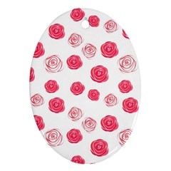 Watercolor Hand Drawn Roses Pattern Ornament (oval) by TastefulDesigns
