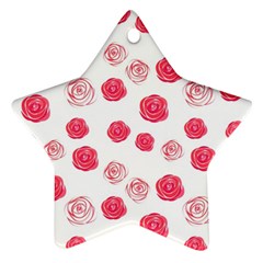 Watercolor Hand Drawn Roses Pattern Star Ornament (two Sides) by TastefulDesigns