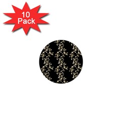 Dark Botanical Motif Pattern 1  Mini Buttons (10 Pack)  by dflcprintsclothing