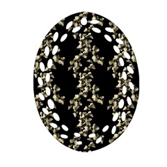 Dark Botanical Motif Pattern Oval Filigree Ornament (two Sides) by dflcprintsclothing