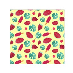 Watermelons, Fruits And Ice Cream, Pastel Colors, At Yellow Small Satin Scarf (square) by Casemiro