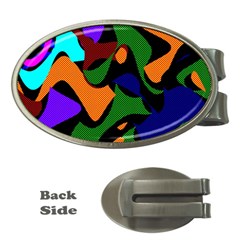 Trippy Paint Splash, Asymmetric Dotted Camo In Saturated Colors Money Clips (oval)  by Casemiro