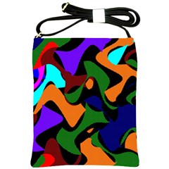 Trippy Paint Splash, Asymmetric Dotted Camo In Saturated Colors Shoulder Sling Bag by Casemiro