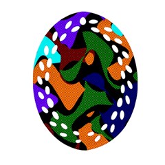 Trippy Paint Splash, Asymmetric Dotted Camo In Saturated Colors Ornament (oval Filigree) by Casemiro